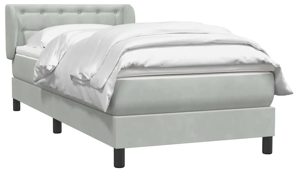 Cama com molas/colchão cinzento-claro 80x220 cm veludo