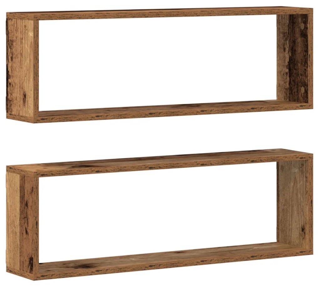 Conjunto de 2 Prateleiras de Parede vidaXL em Madeira Antiga 80x15x26