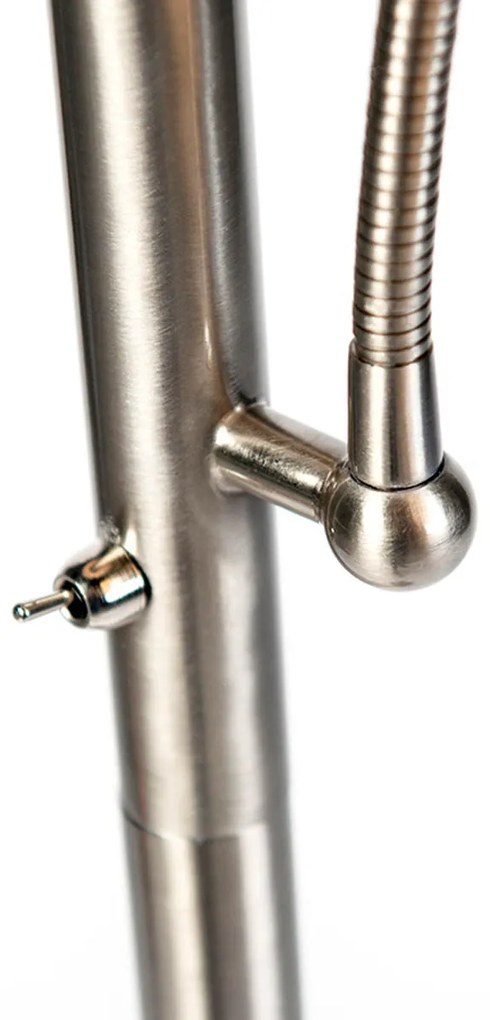 Candeeiro de pé inteligente em aço com abajur cinzento incl. Wifi A60 e E14 - Retro