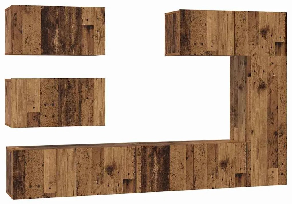 Conjunto de móvel de TV 6 pcs Madeira antiga 30.5 x 30 x 90 cm