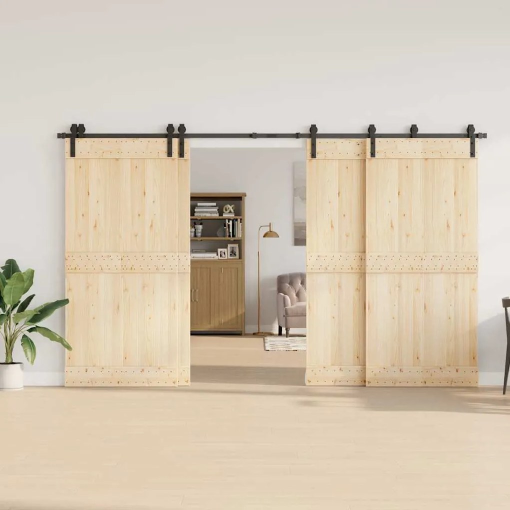 Kit de ferragens para porta deslizante 366 cm aço preto