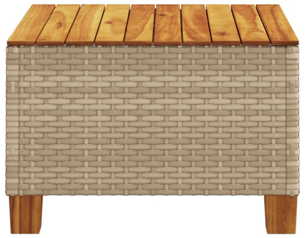 Mesa de jardim 55x55x36 cm vime PE e madeira de acácia bege
