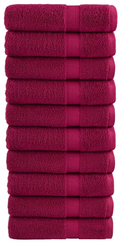 vidaXL Toalhas de banho premium SOLUND 10 pcs 70x140 cm 600 gsm bordô