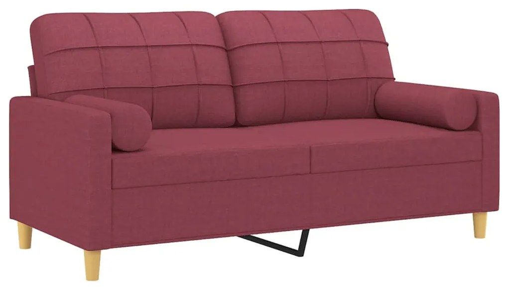 Sofá 2 lug. + almofadas decorativas 140cm tecido vermelho tinto