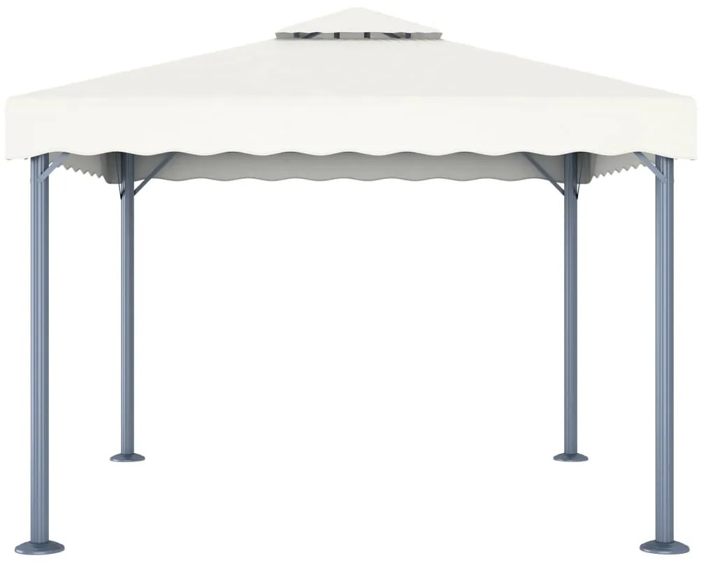 Gazebo com cordões de luzes LED 300x300 cm alumínio cor creme