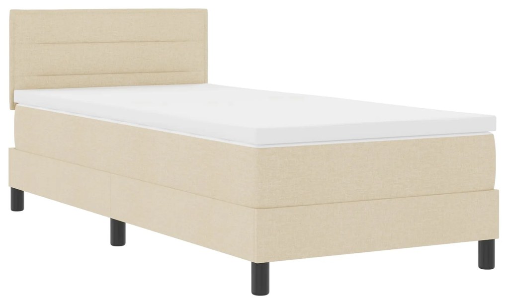 Cama com Molas com Colchão Bege 90x190 cm Tecido