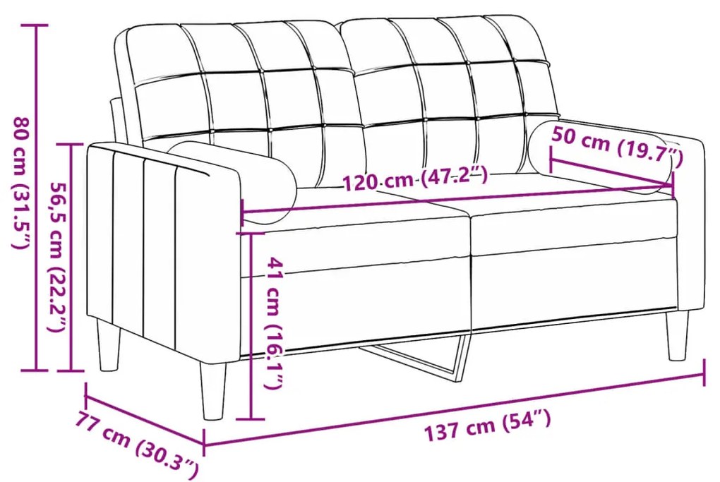 Sofá 2 lug. c/ almofadas decorativas 120 cm veludo rosa