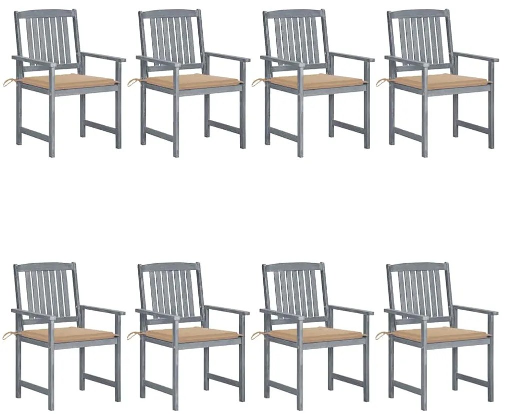vidaXL Cadeiras de jardim c/ almofadões 8 pcs acácia maciça cinzento