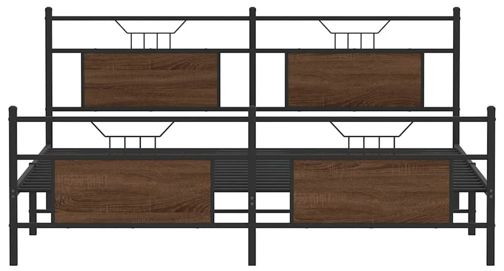 Estrutura cama sem colchão 160x200 cm metal carvalho castanho