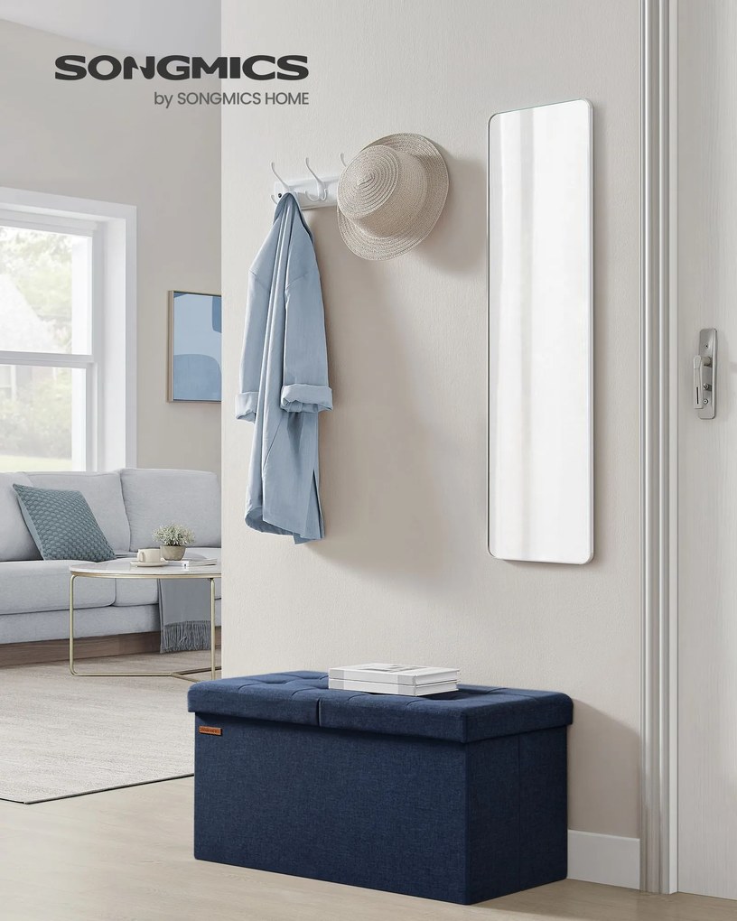 Banco entrada ou quarto com espaço de arrumação 38 x 76 x 38 cm azul