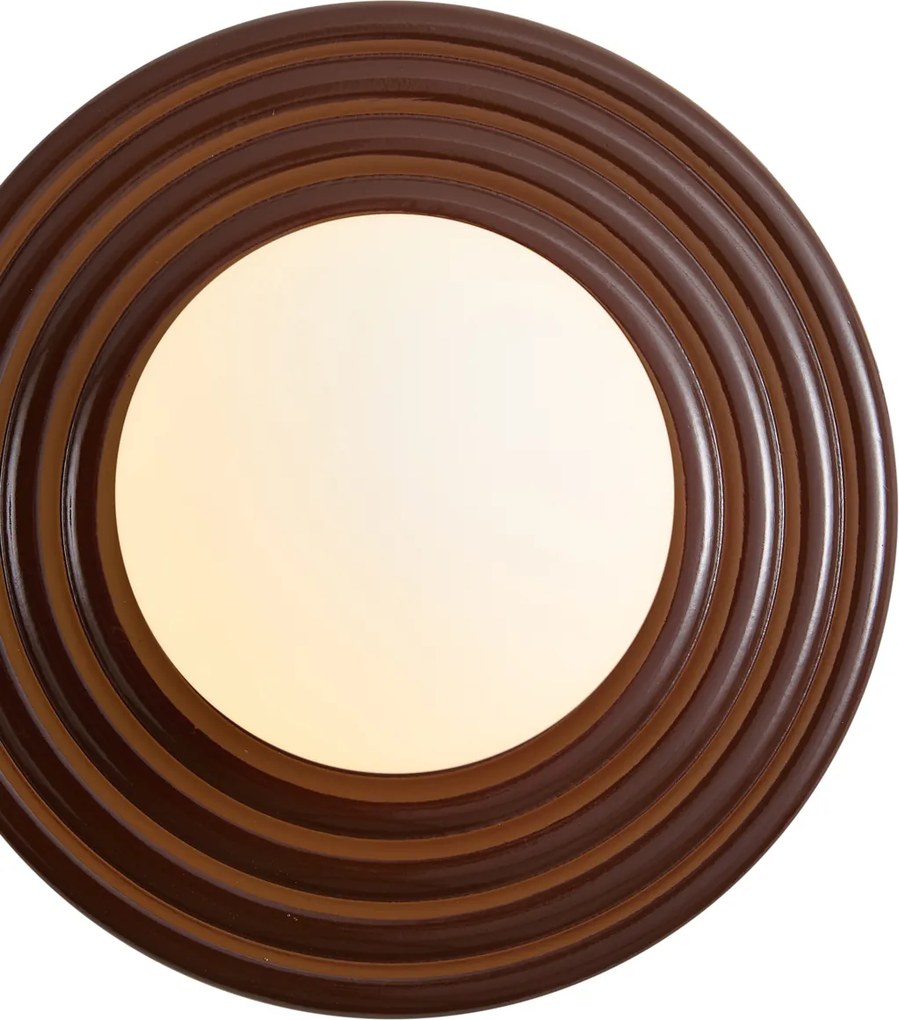 Candeeiro de Parede Retro Castanho com Opalino Redondo 20cm IP44 - Lila