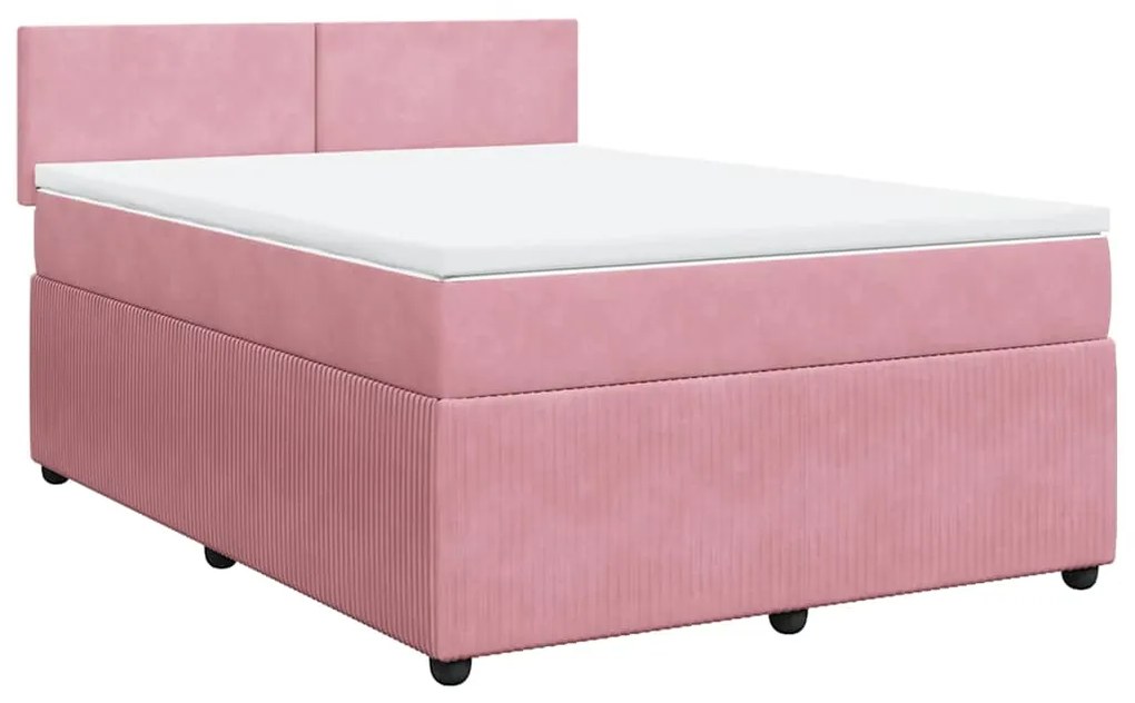 Cama com molas/colchão 140x200 cm veludo rosa