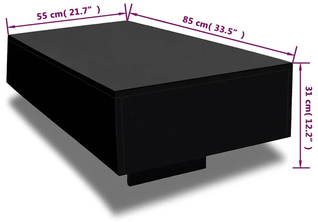 Mesa de centro em preto brilhante