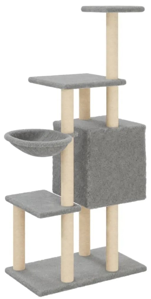 Árvore p/ gatos c/ postes arranhadores sisal 131 cm cinza-claro