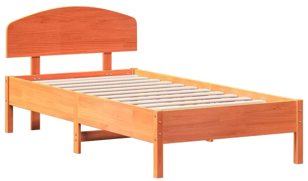 Cama sem colchão 90x190 cm madeira de pinho maciça castanho-mel