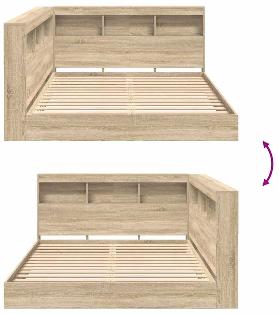 Cama Estante Carvalho Sonoma 140x200 cm em Madeira