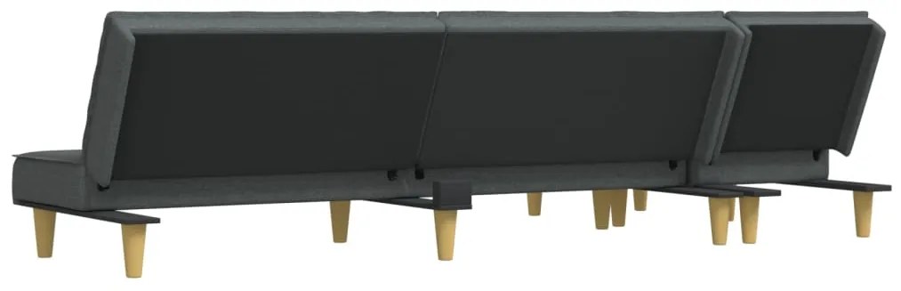 Sofá-cama em forma de L 255x140x70 cm tecido cinzento-escuro