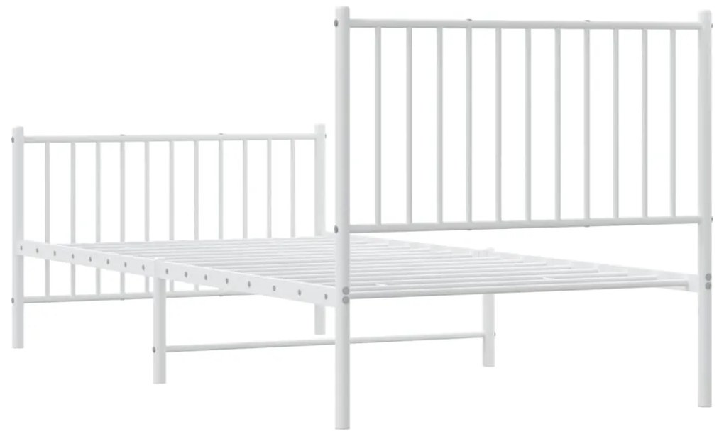 Estrutura de cama com cabeceira e pés 90x200 cm metal branco