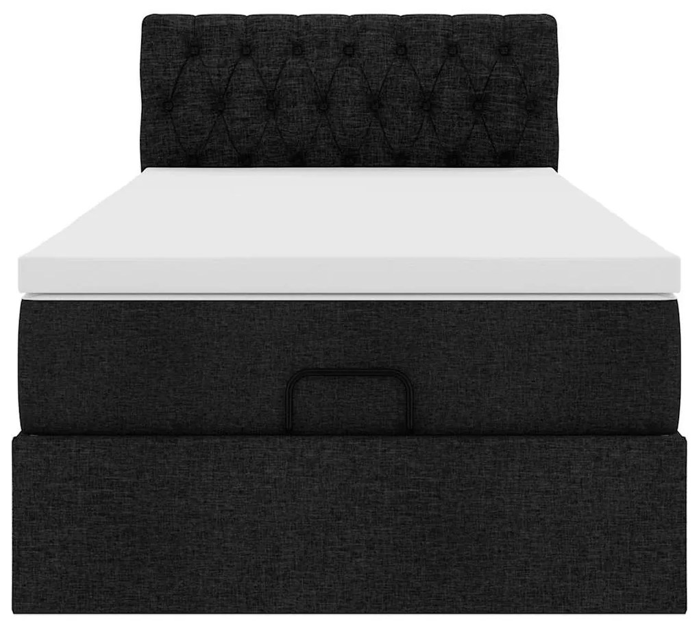 Cama otomana com colchão 90x200 cm tecido preto