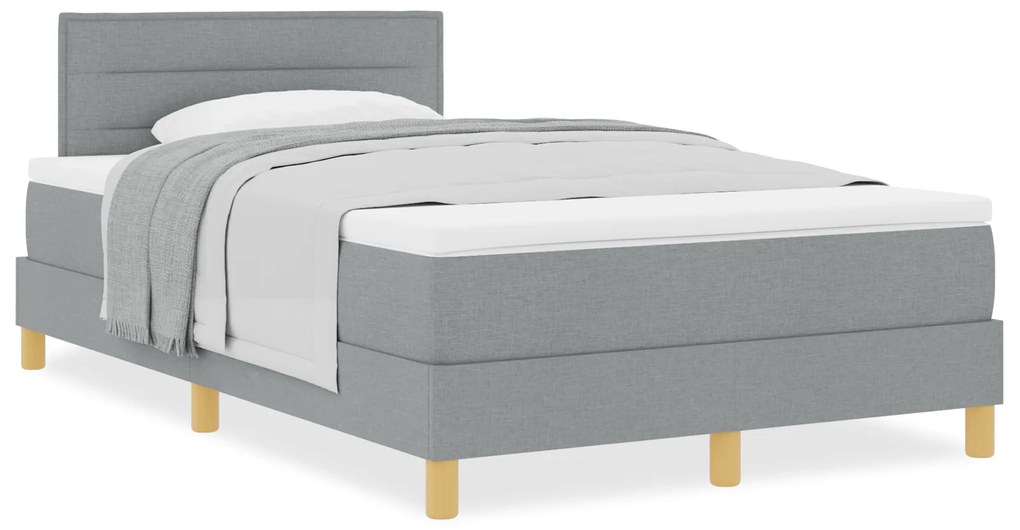 Cama Box Spring com Colchão Cinza Claro 120x200 cm Tecido
