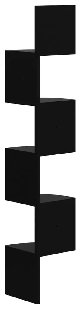 Estante de canto p/ parede derivados madeira preto brilhante