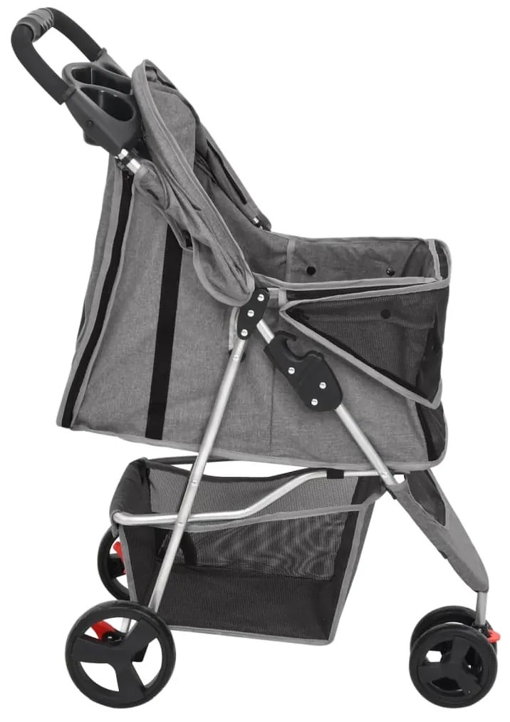 Carrinho dobrável para cães 80x46x98 cm tecido oxford cinzento