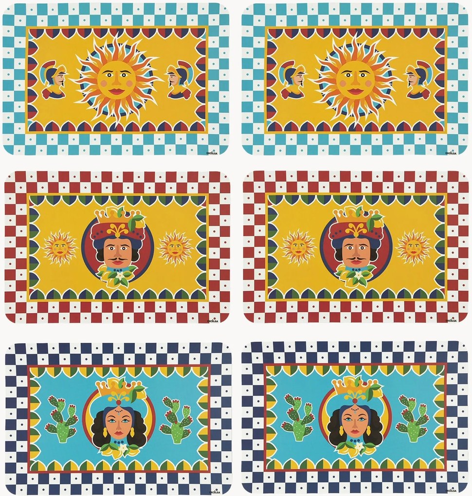 Individuais de mesa Sicilian Rhapsody, conjunto de 6