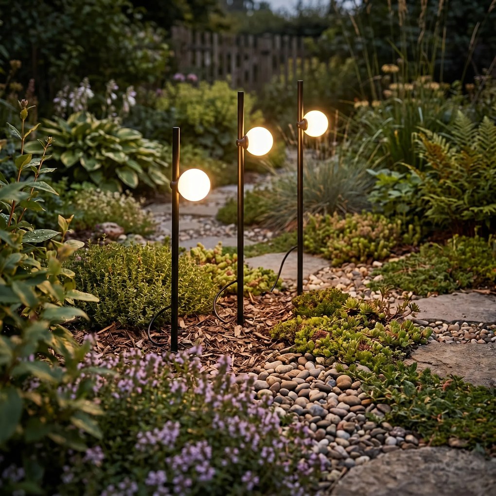 Conjunto de 3 projetores de jardim modernos pretos, incluindo LED IP44 - Garly Ball