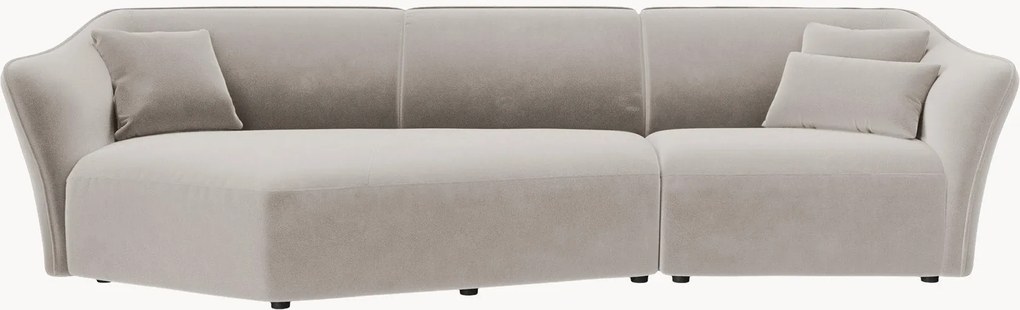 Sofá de canto modular em veludo Flora (5 lugares)