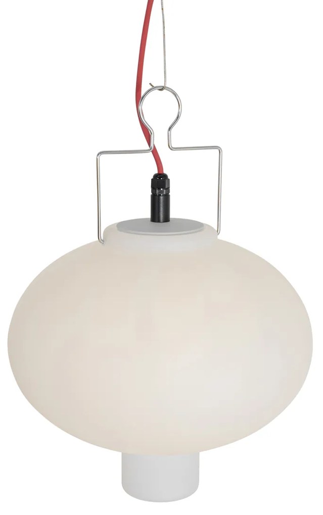 Candeeiro de suspensão exterior branco 35 cm com ficha vermelha IP44 - Pion Moderno