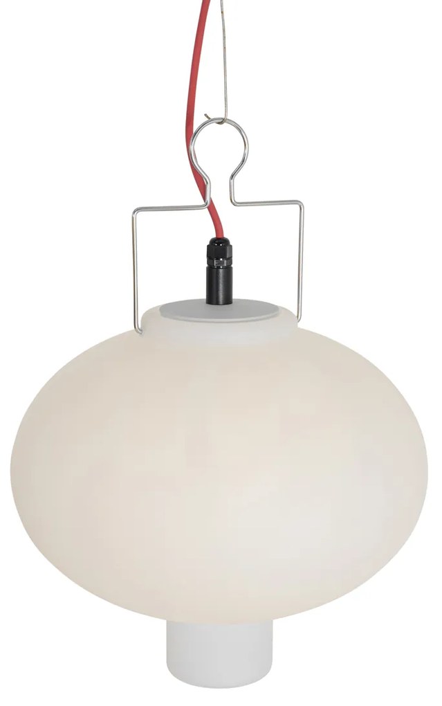 Candeeiro de suspensão exterior branco 35 cm com ficha vermelha IP44 - Pion