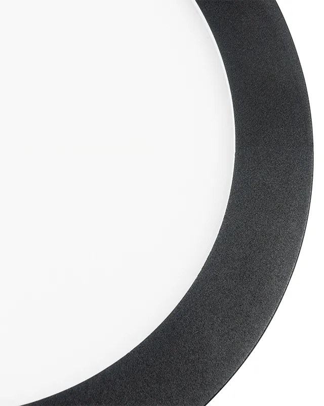 Candeeiro de teto preto 22,5 cm redondo com LED regulável em 3 níveis - Steve Moderno
