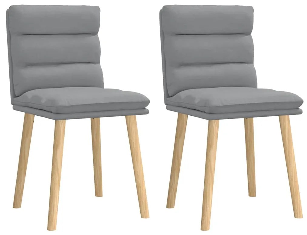 Cadeiras de jantar 2 pcs tecido cinzento-claro