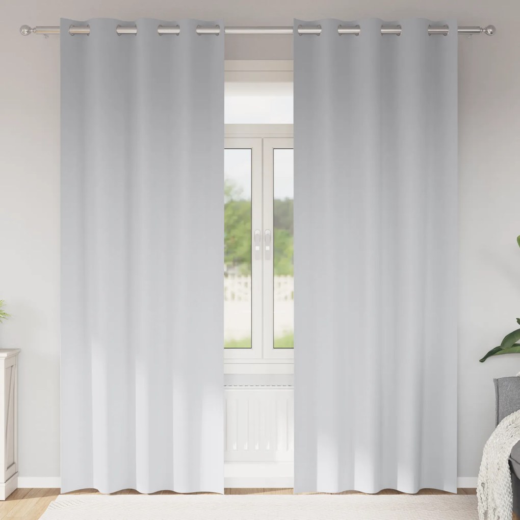 vidaXL Cortinas com cortinas 2 pcs Cinza Claro 245 x 140 cm Poliéster