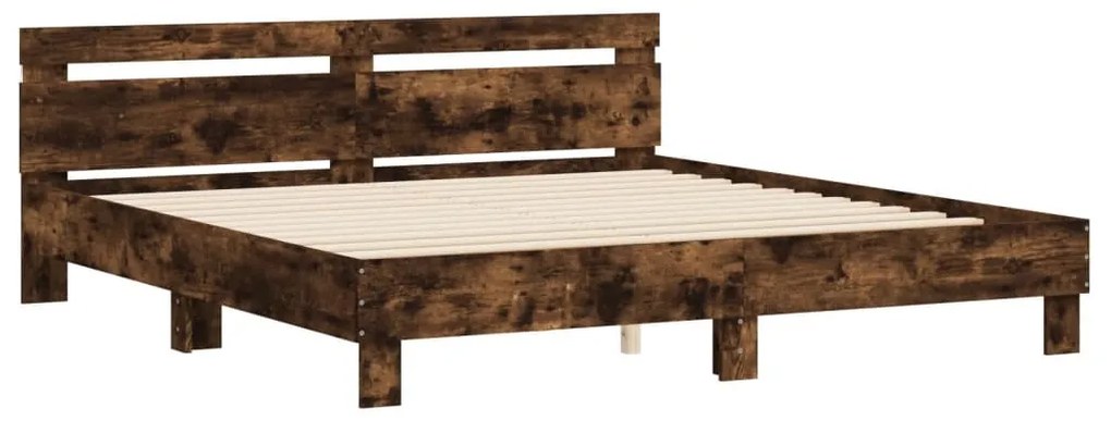 Estrutura cama c/ cabeceira/luzes LED 160x200cm carvalho fumado