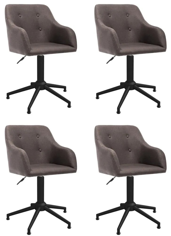 vidaXL Cadeiras de jantar giratórias 4 pcs tecido cinzento-acastanhado
