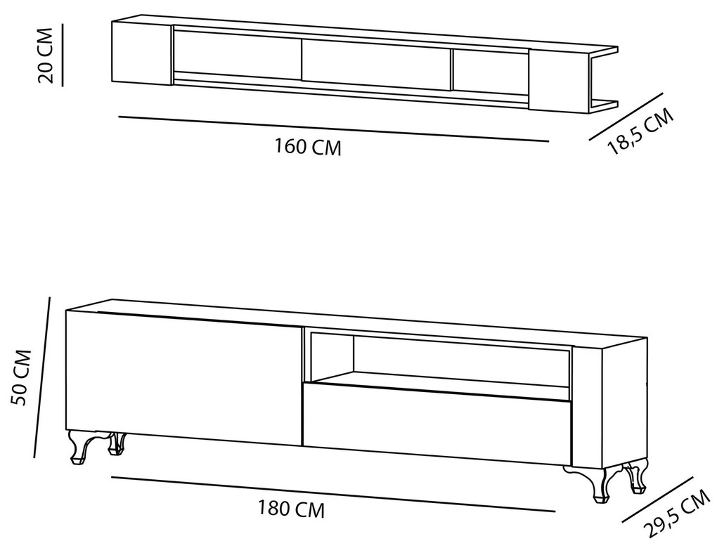 Unidade de TV Kar – Branco – 180 cm x 50 cm x 29,5 cm