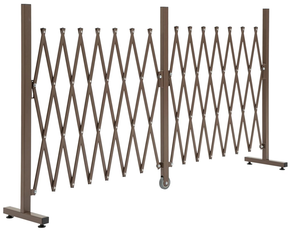 Cerca de Jardim de Liga de Alumínio Vedação Metálica Extensível com Rodas para Decoração 405x31x103,5 cm Castanho Escuro