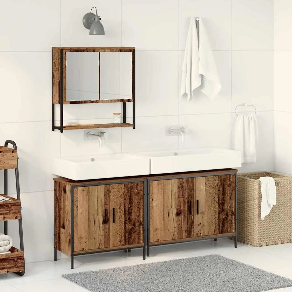 vidaXL Conjunto de Móveis para Banheiro 3 pcs Castanho 80 x 30 x 44 cm