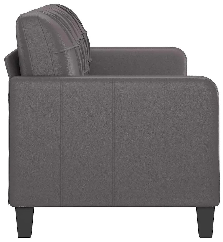 Sofá de 3 lugares 180 cm couro artificial cinza