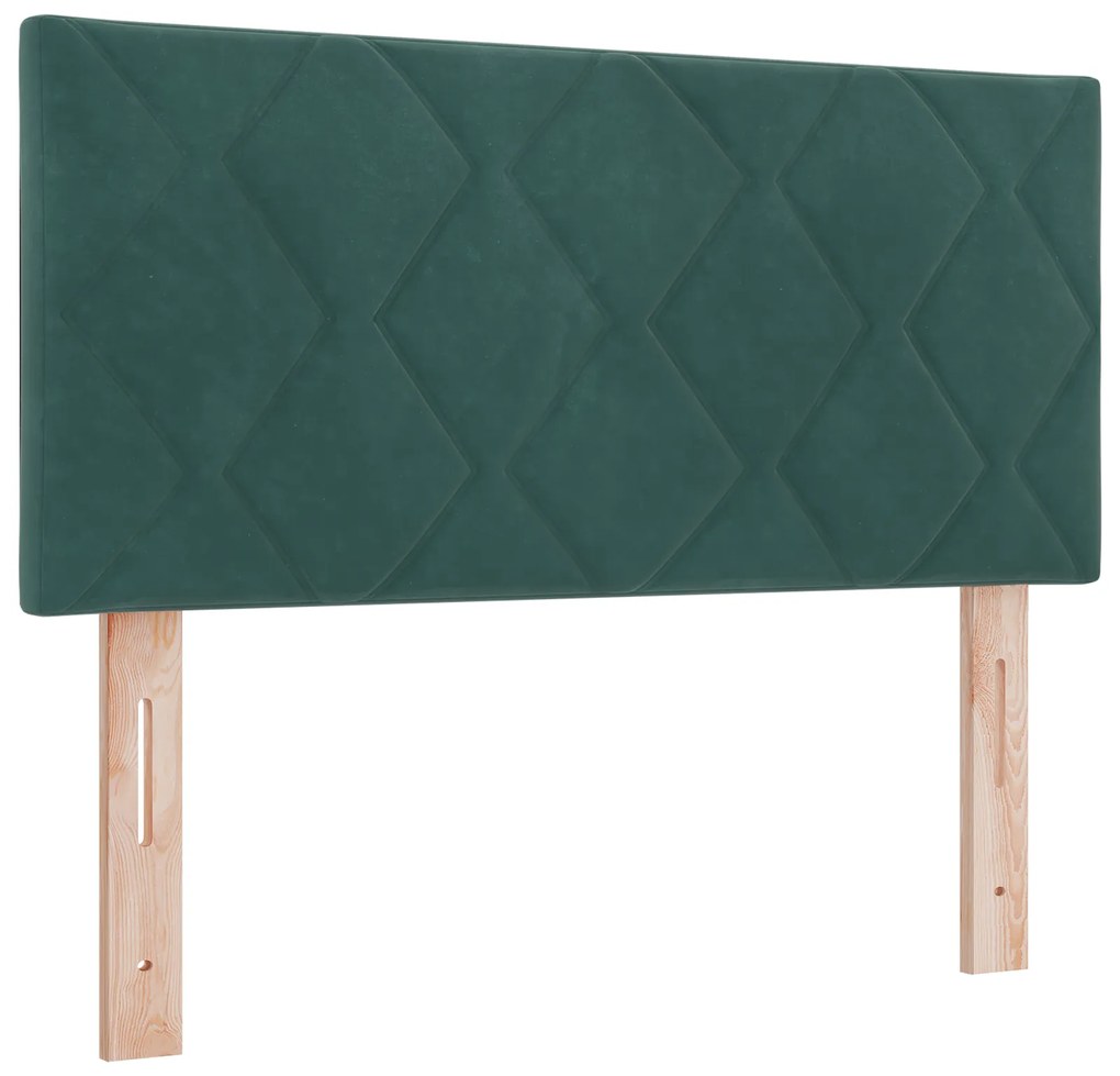 Cama Box Spring com Colchão Verde Escuro 100x200 cm Veludo