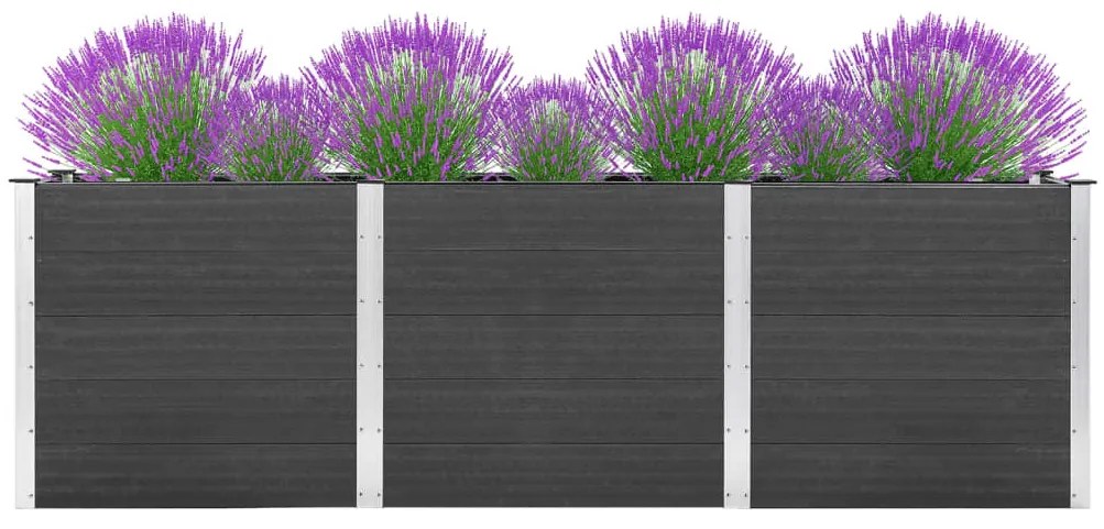 Canteiro elevado de jardim 300x100x91 cm WPC cinzento