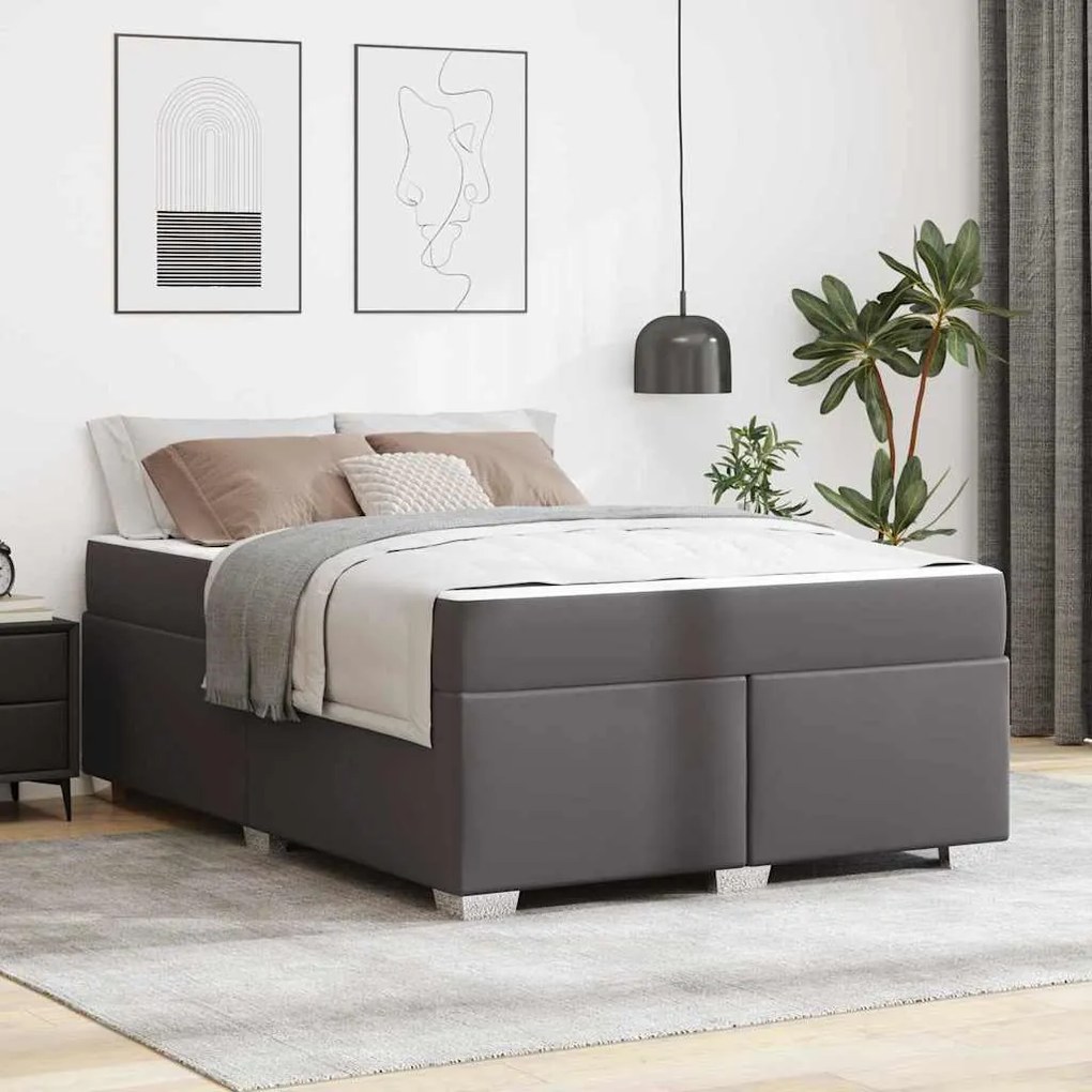 vidaXL Estrutura da Cama Outros Cinzeto 160 x 200 cm Couro sintético