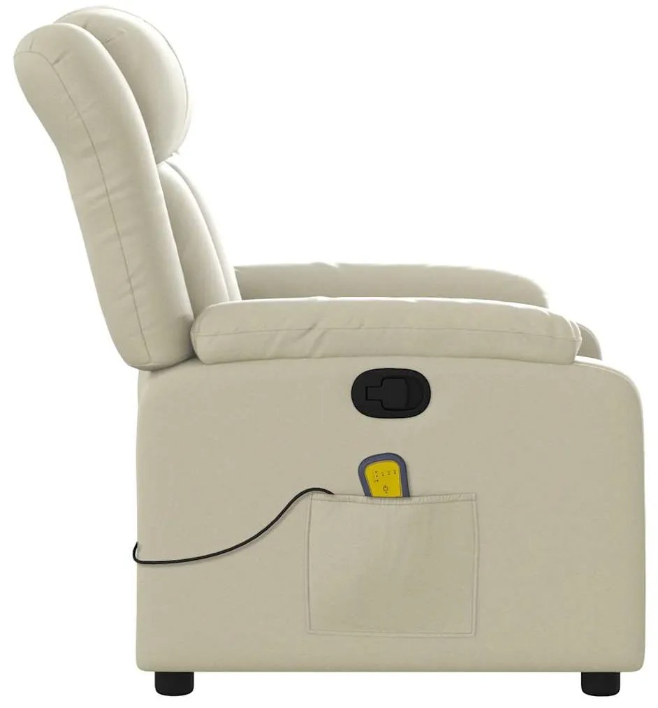 Poltrona de massagens reclinável couro artificial cor creme
