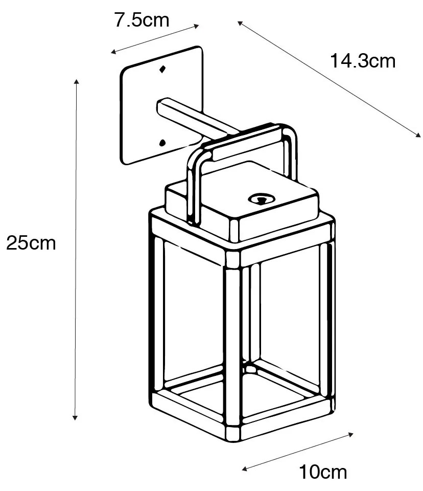 Candeeiro de parede para exterior cinzento escuro c/ LED recarregável - Yara Moderno