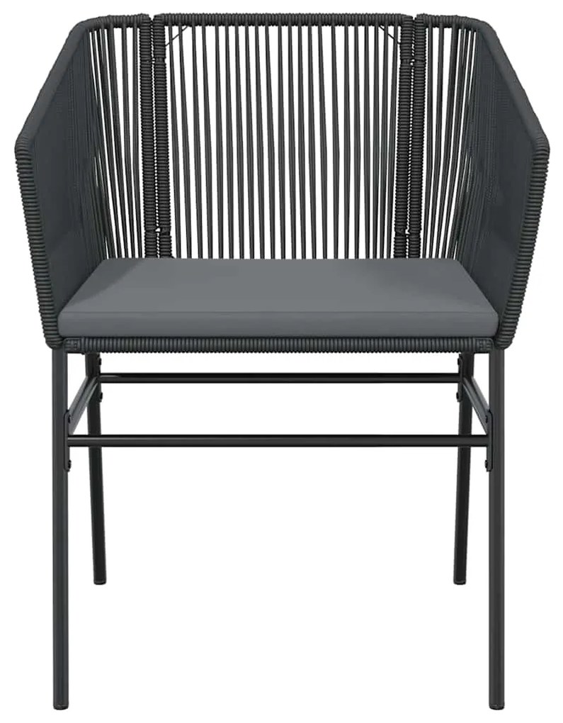 Conjunto de jantar jardim 5 peças almofadas vidro vime PE preto