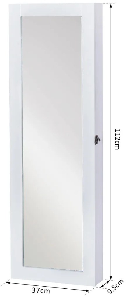 Espelho guarda-joias Branco MDF 37 x 9,5 x 112 cm