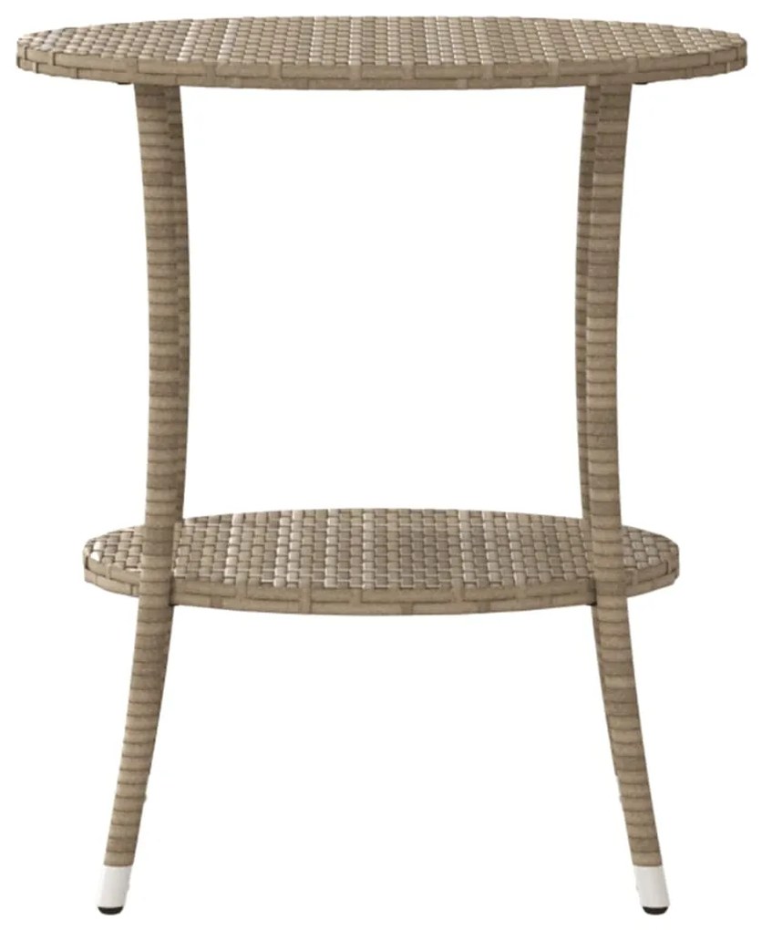 Cadeiras de jardim reclináveis 2 pcs com mesa vime PE bege