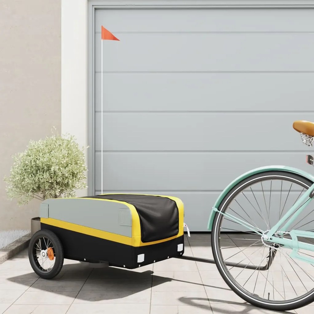 Reboque para bicicleta 30 kg ferro preto e amarelo
