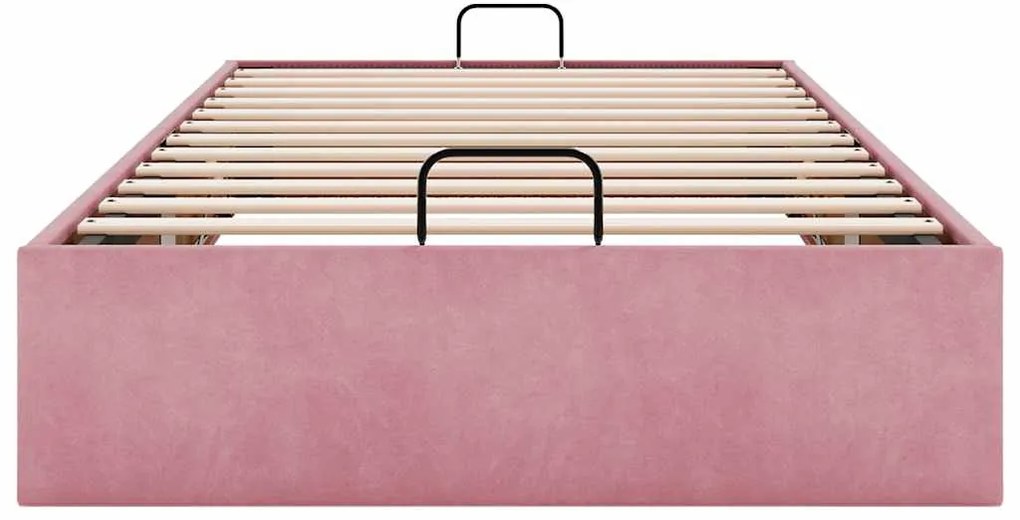 Otomano Bed Frame No Colchão Rosa 100x200 cm Veludo
